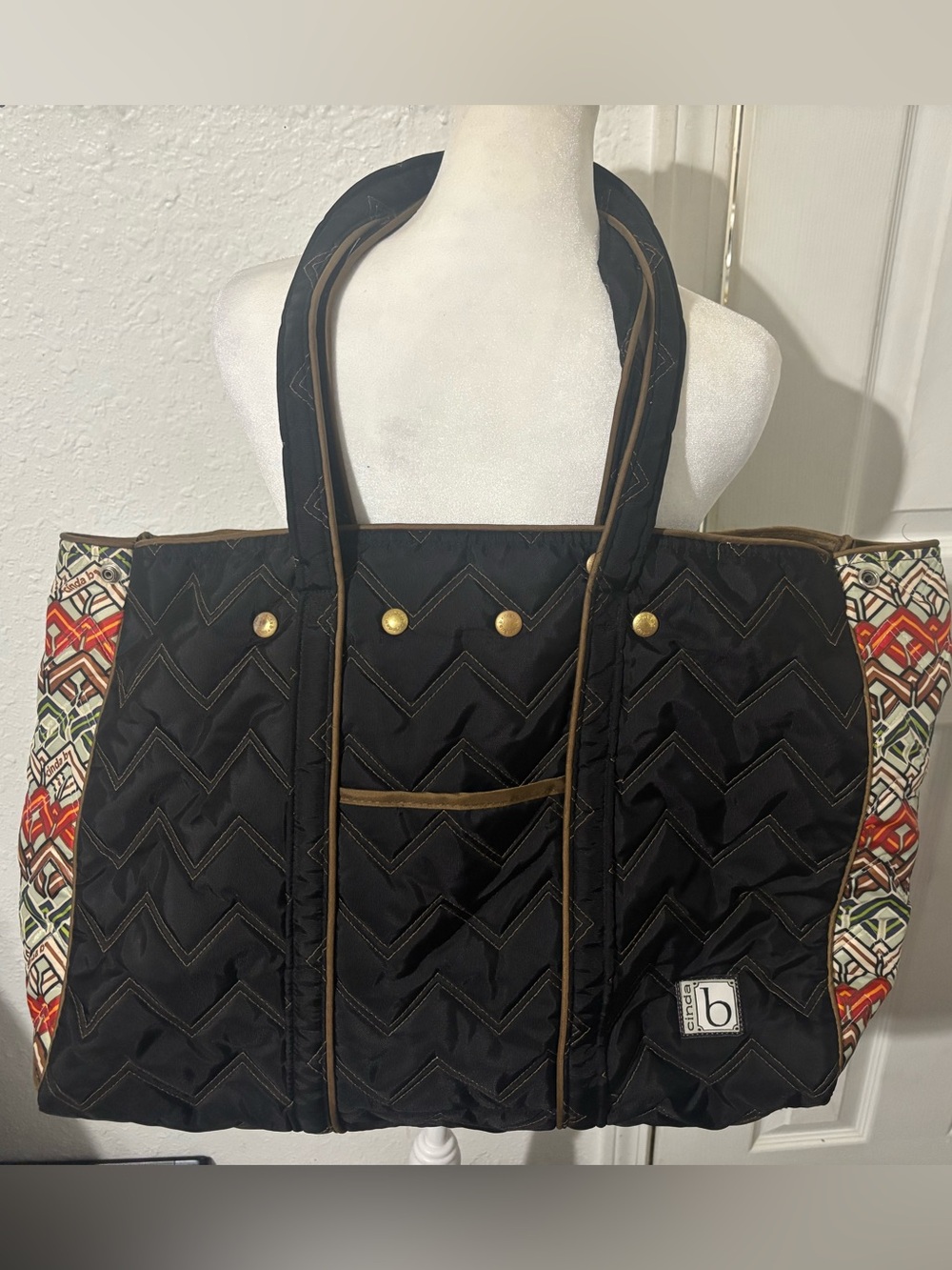 Cinda B Ravinia Black Resorter ll Tote Bag with removable pouch